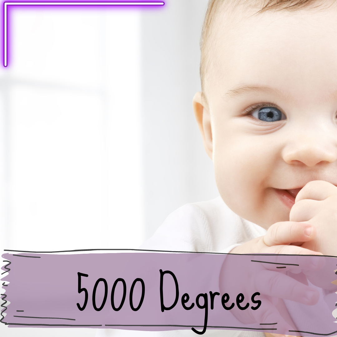 Sleep package name 5000 degrees with a smiling baby in the background