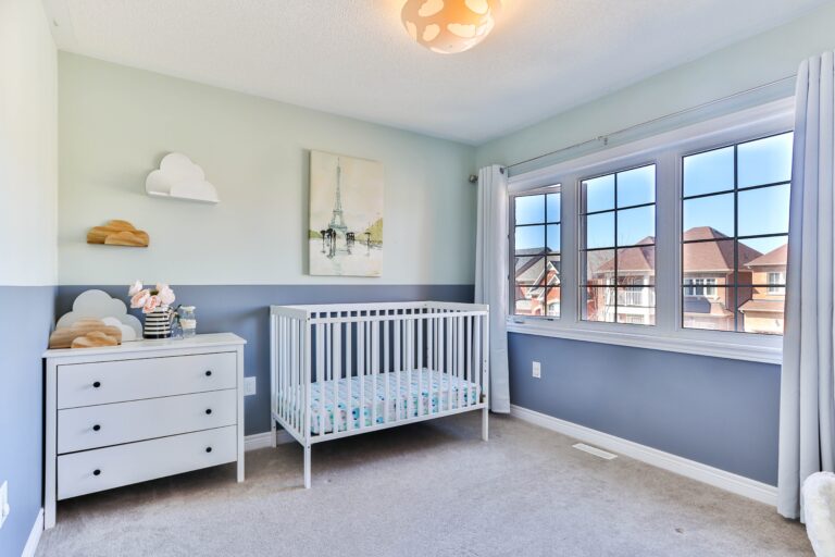 Minimalist blue baby room